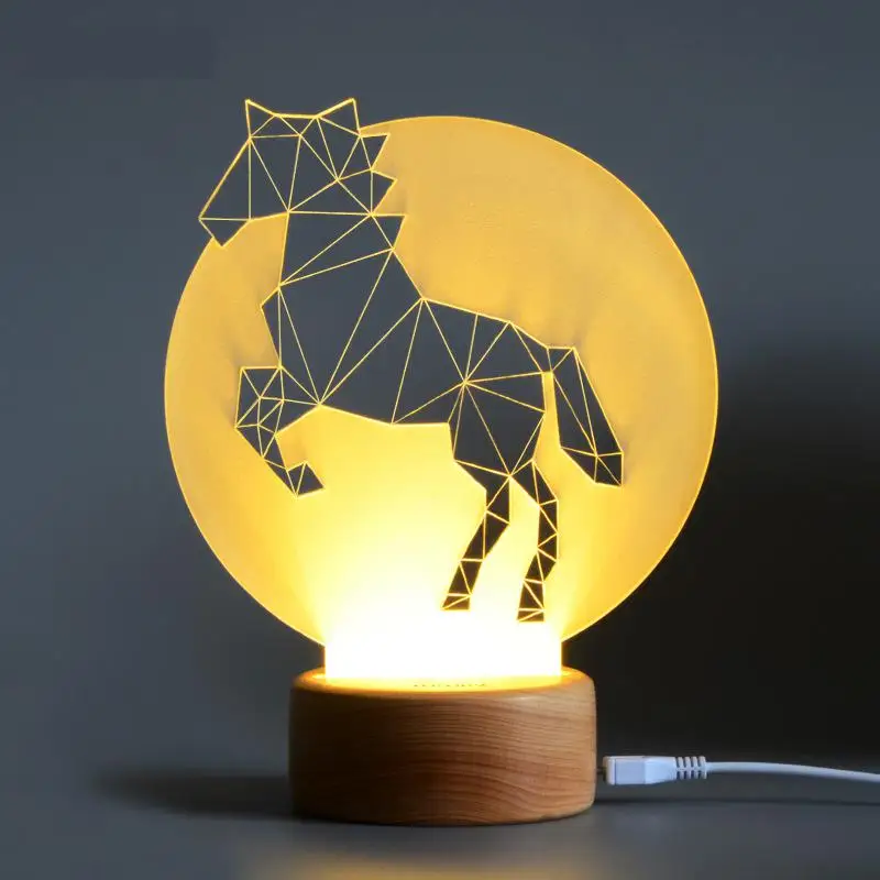 Woody Creative Wood 3d Lamp Waste Land Series Lighting Table Lamp Christmas Gift Children's Toys Christmas decorative lights