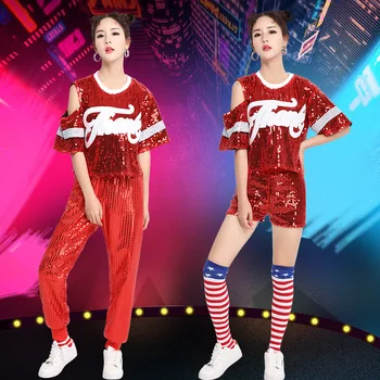 

Hot New Jazz Dance Costumes Ds Modern Dance Costumes Cheerleading Female Adult Sequins Hip Hop Performance Clothing