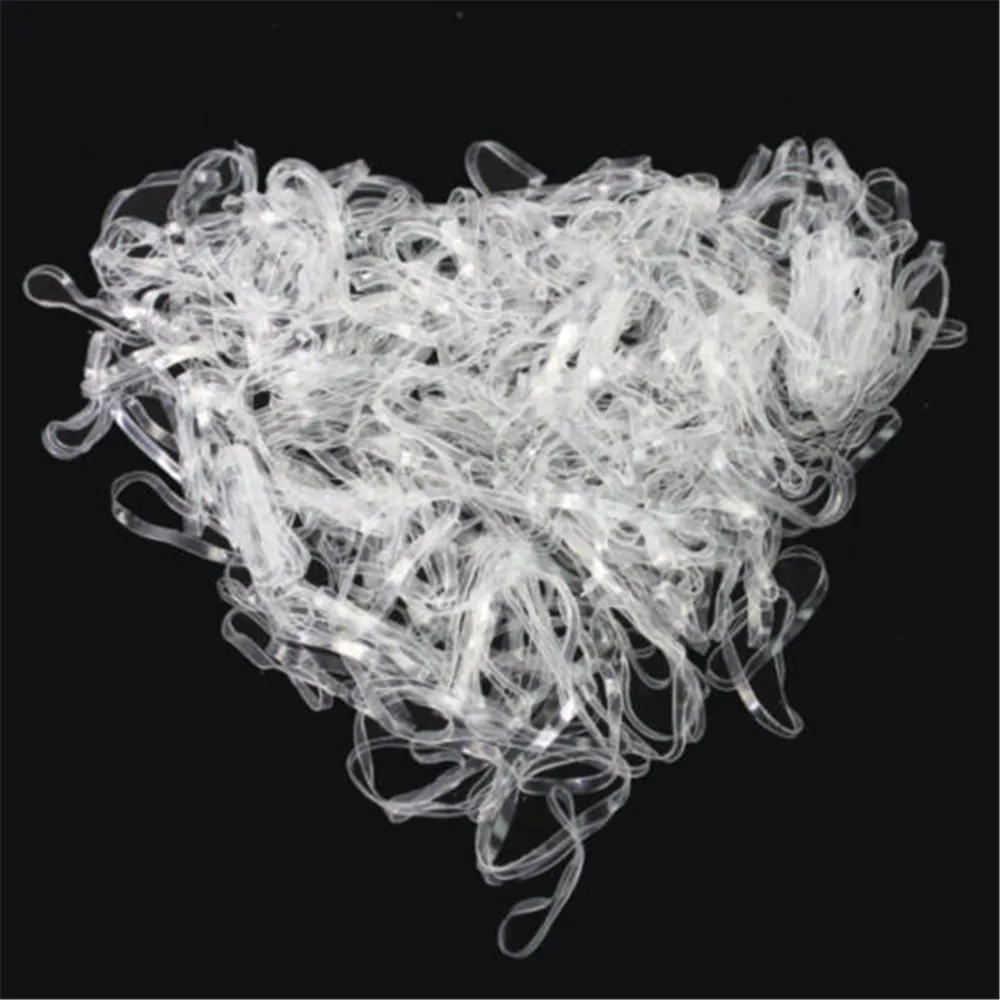 

New Clear Rubber Hairband Rope Ponytail Holder Elastic Women Hair Band Tie 500PC/bag