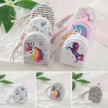 

2019 Brand New Unicorn Purses Digital Printing Unicorn Set Design Tassel Coin Purse Key Card Bag Gift