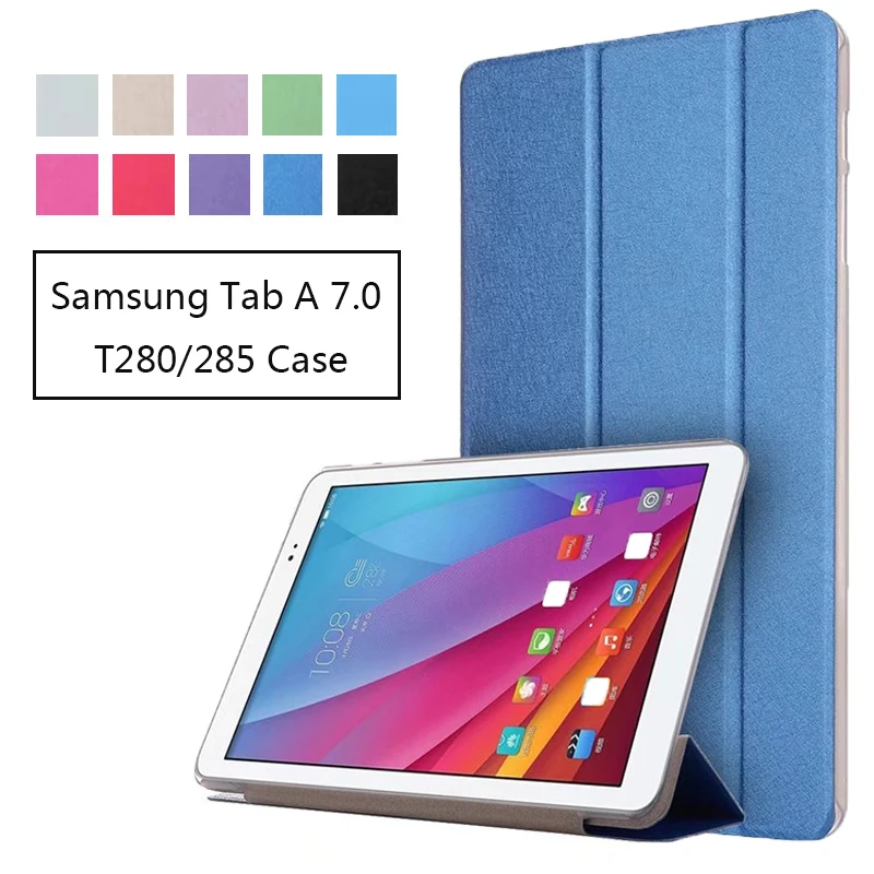 

case For Samsung Galaxy Tab A 7.0 7-inch Tablet T280/T285 Cover New Silk Stand Folio Flip PU Leather Case for SM-T280 SM-T285