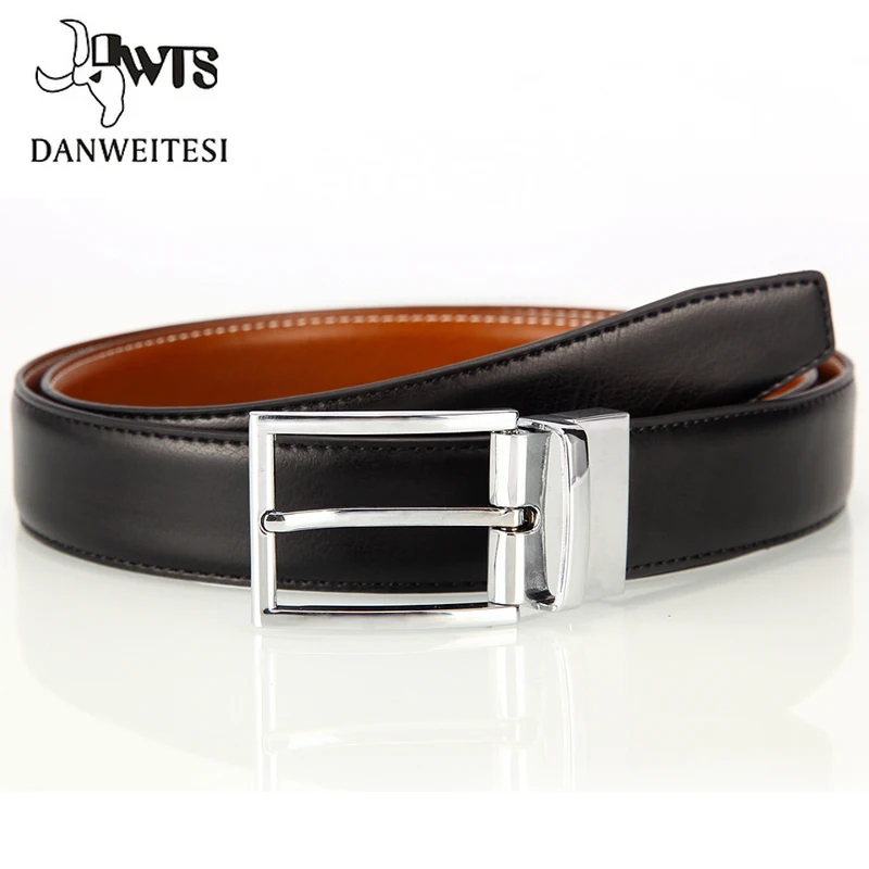 

[DWTS] New genuine leather belt men reversible casual jeans men's belt strap male genuine leather belts for men Rotatable buckle