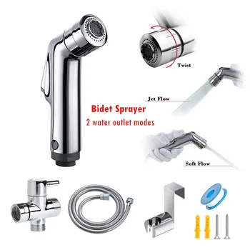 

Two Function Toilet Bidet Sprayer Faucet Bathroom Handheld Shattaf Brass T adapter 1.5m Hose Tank Hooked Holder Cloth Diaper