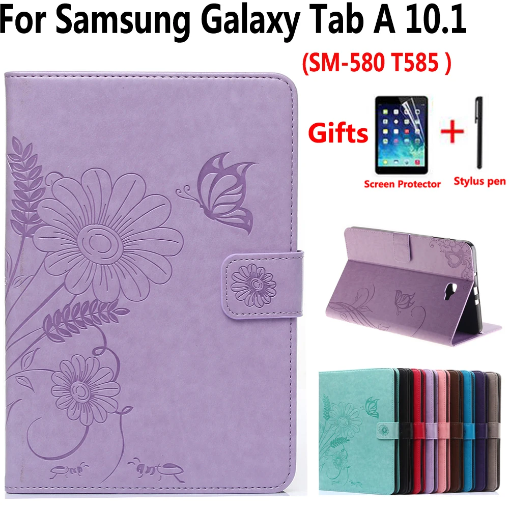

3D Flower Case for Samsung Galaxy Tab A6/A 10.1 2016 SM-T580 SM-T585 PU Leather Soft Flip Cover Case for Samsung T580 T585 T585N
