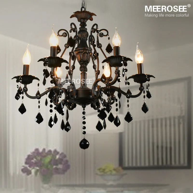 6 Lamps Pendant Lighting Vintage Interior Decoration Crystal Clic 6 Lamps Pendant Lighting Vintage Interior Decoration Crystal Clic Black Room Light American Wrought Iron Hanging Lamp Re In Lights From