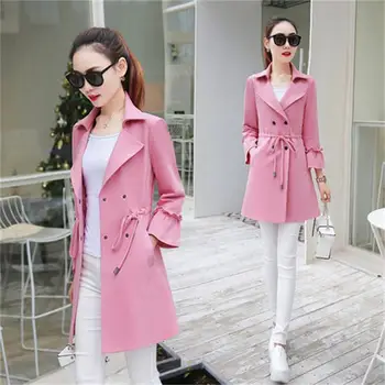 

Fashion windbreaker women's long section spring and autumn Slim was thin temperament wild Korean spring 2018 new coat