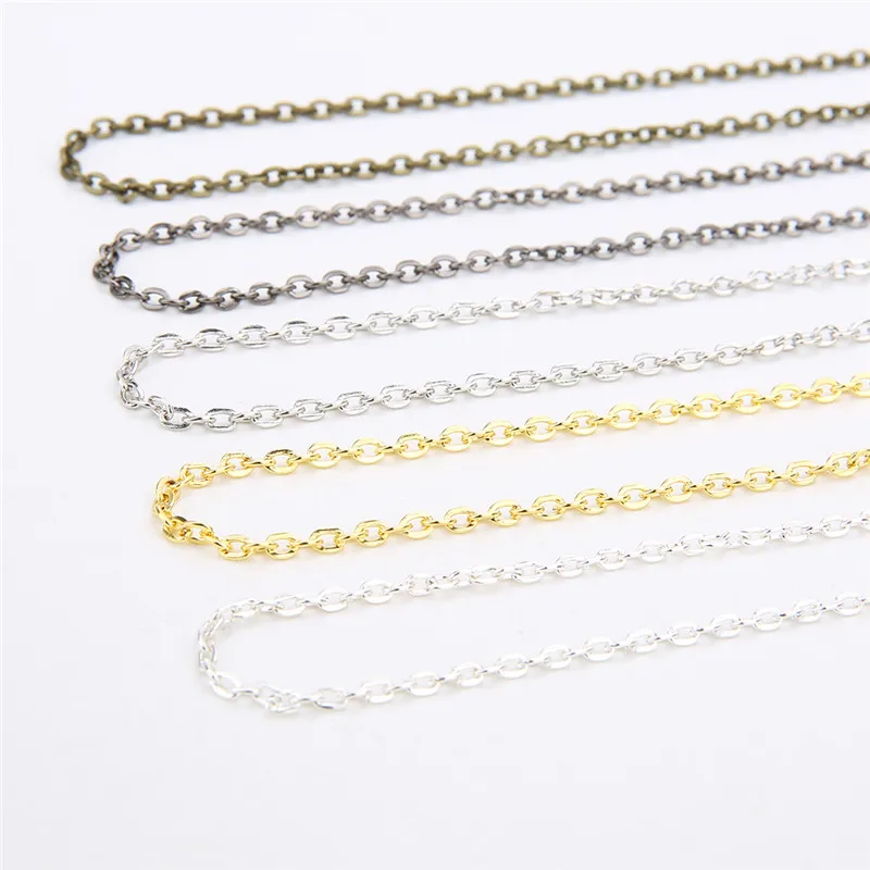 

10m/lot Iron Metal Flat Link Chains Bulk Necklace Findings Gold Silver Bronze Color Open Link Chain For DIY Jewelry Accessories