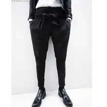 27-44 весна мужские шаровары личность Новинка эластичный пояс брюки загрузки вырезать Брюки Клубные костюм для ночного клуба