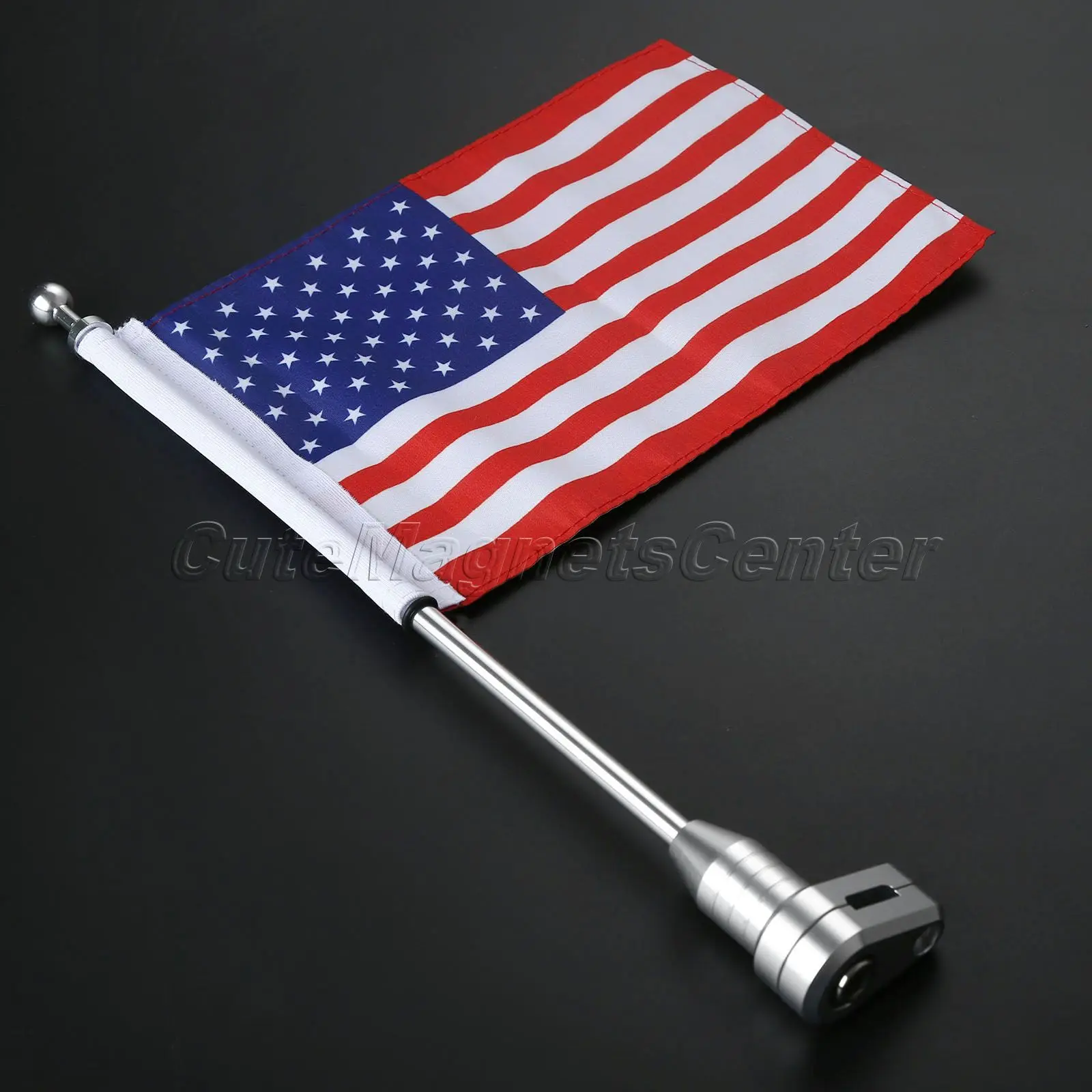 Mtsooning Mount Flag Pole with Polyester USA Flag Motorcycle Accessories Cloth Aluminum 15.4
