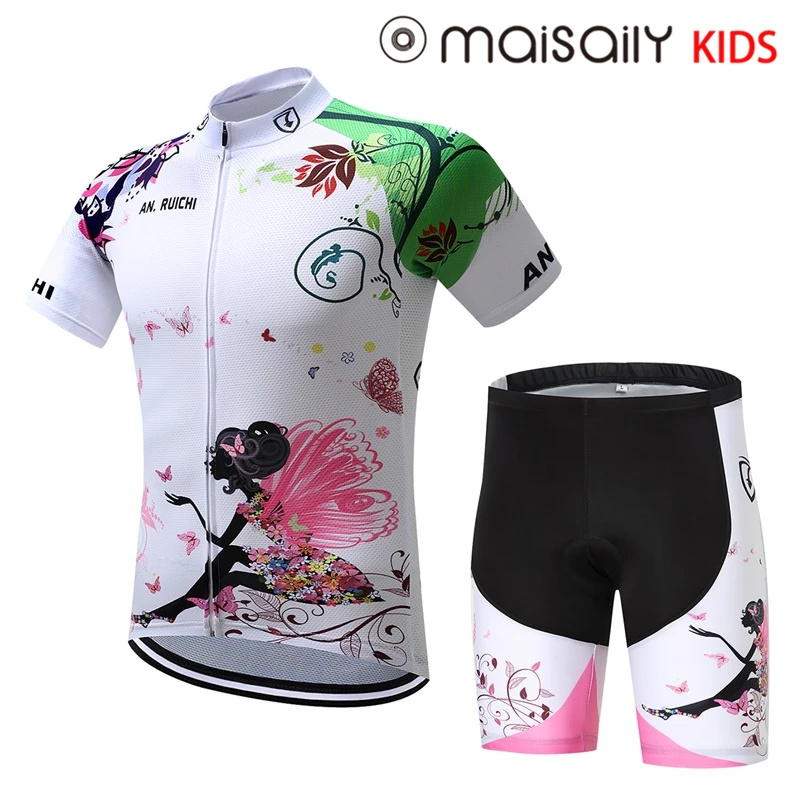 

2019 Unisex Girls Pro Cycling Jersey Set Ropa Ciclismo Cycling Kit for Kids Breathable Quick Dry Bicycle Clothing Children Girls