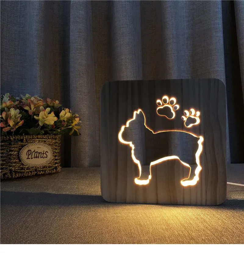 Creative 3D LED Wooden Lights Cute Dog Night Lamp Warm Mood Lamp 3D Shadow Luminaria Lamp Birthday Gifts For Baby Kids Bedroom Decor (3)