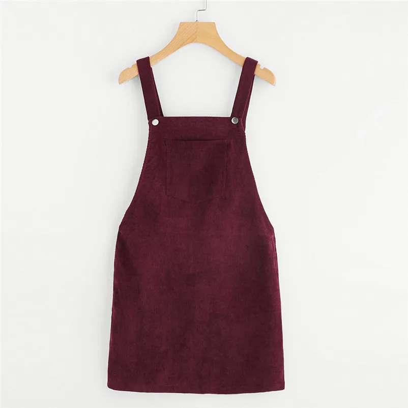 Fashion dress Autumn 2018 beach dress Women Ladies Winter Warm Pockets Sleeveless Shirt Mini Strap Dress robe femme O22#N (7)