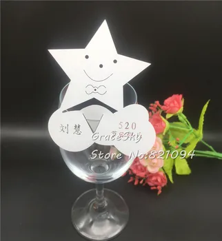 

50pcs Stars with Cloud Wine Glass Markers Place Cards Wedding Birthday Table Name Number Car Baby Shower Day Party Decorations