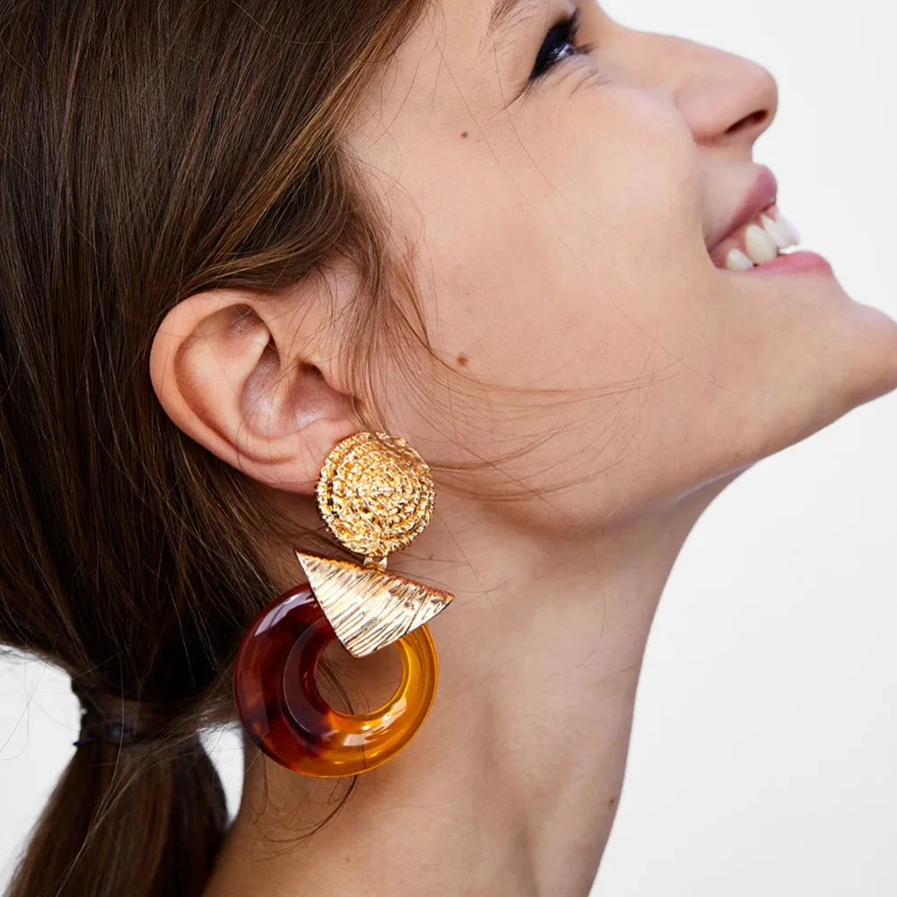 Vedawas Boho ZA Earrings for Women Jewelry Maxi Crystal Lovely Heart Drop Dangle Earrings Female Brincos Wholesale XG2219