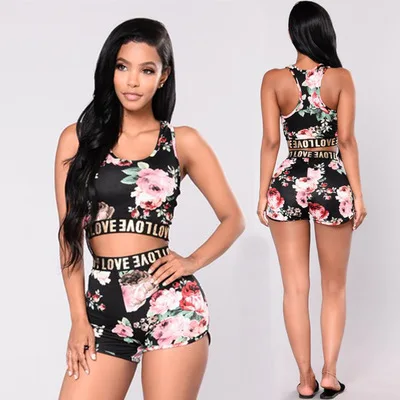 

2018 Fashion Casual Sportswear female tracksuit girls set Elegant 2 Piece Set Tops + Shorts Sets transparency
