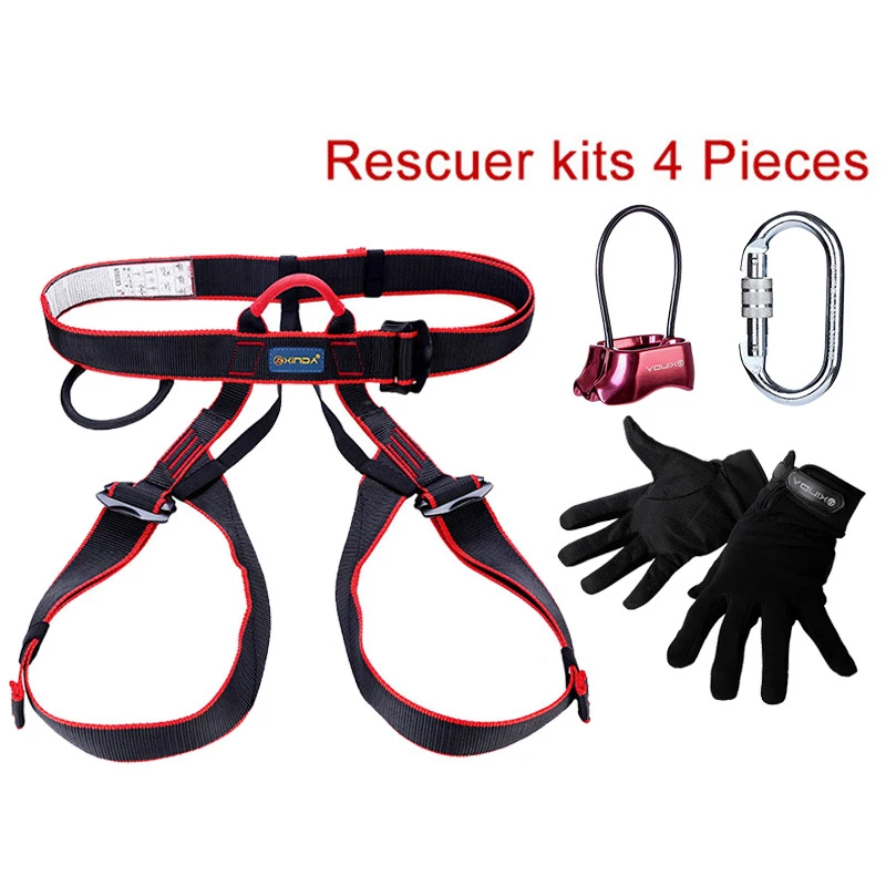 Профессиональная спасательная помощь для кемпинга быстрое оборудование для скоростного спуска карабин для спуска ремень безопасности перчатки для выживания на открытом воздухе