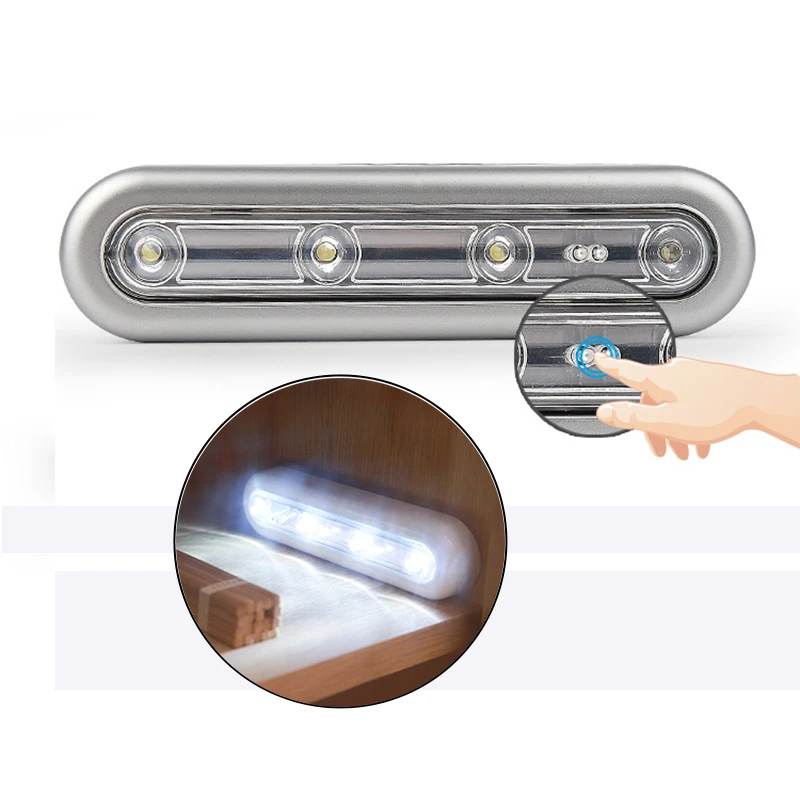 

4 Led Bulbs Touch Sensor Led Night Lights Creative Emergency Light 180 Degrees lighting Angle Lanterna with Tape