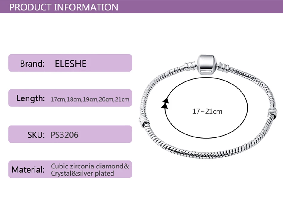 ELESHE, Королевская корона, ювелирное изделие, уникальный серебряный браслет и браслет с CZ, браслеты с бусинами из кристаллов для женщин, ювелирные изделия, аксессуары