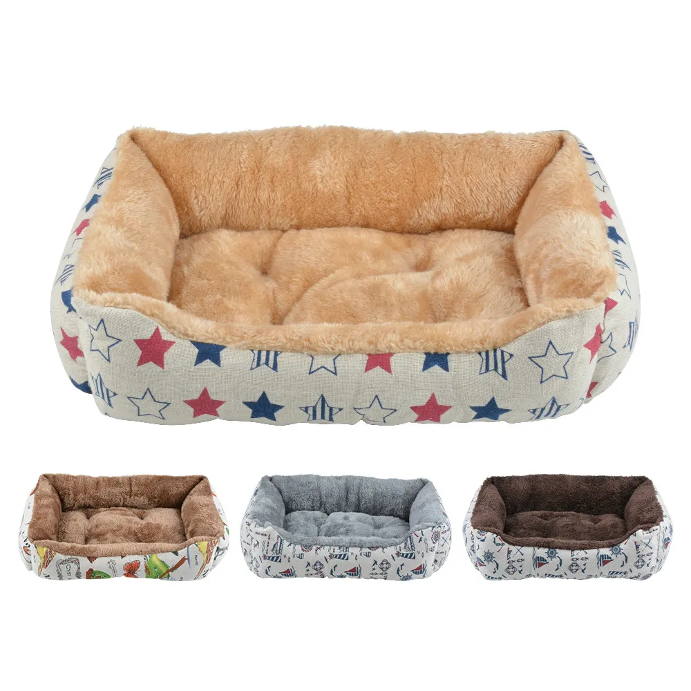 FUNBAKY 4 Colors Sailboat Star Arctic velvet Warm Washable Pet Dog Bed for Large Dogs Labradors Bed & Mats cama para cachorro