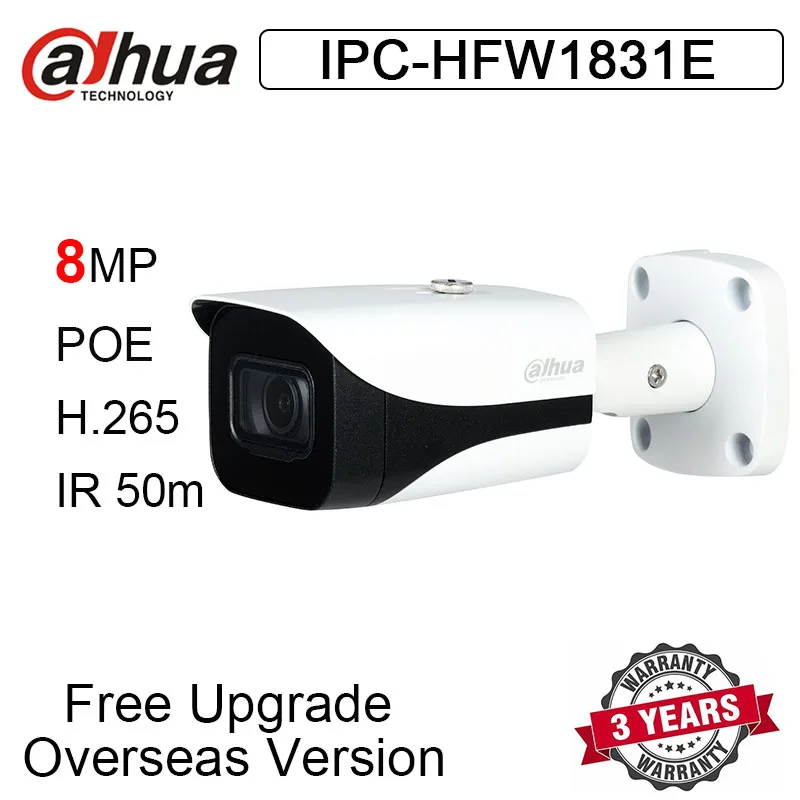Dahua IPC-HFW1831E 8 Мп Мини Пуля IP камера POE WDR IR 50 м Водонепроницаемая сетевая камера безопасности для системы видеонаблюдения уличная