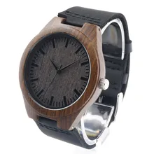 Bobobird D26 мужская Дизайн Бренда Роскошный Деревянный Бамбука Часы С натуральная Кожа Кварцевые Часы для Мужчин Природного Черного Дерева Подарок коробка