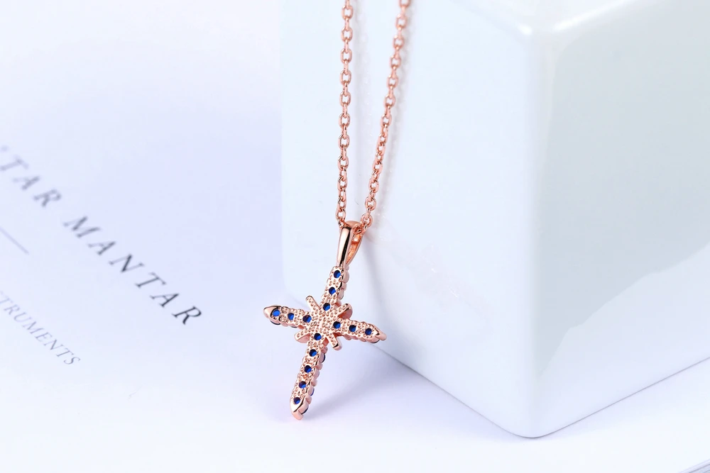 ZHOUYANG ожерелье с крестом, розовое золото, ожерелье с подвеской, CZ ювелирные изделия для женщин и мужчин, вечерние, ZYN451