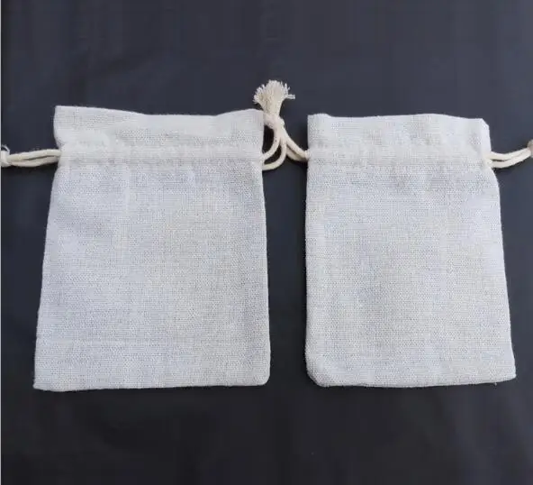 

100pcs Linen Drawstring Canvas Cotton Sack Burlap Bag Rice Gift Drawstring Bundle Custom