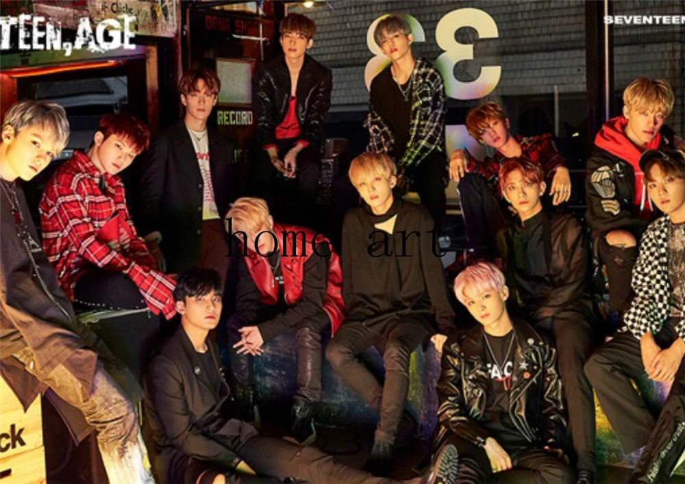 Корейская группа seventeen плакат ясное изображение наклейки на стену украшение дома хорошее качество печать белая бумага с покрытием домашний арт бренд