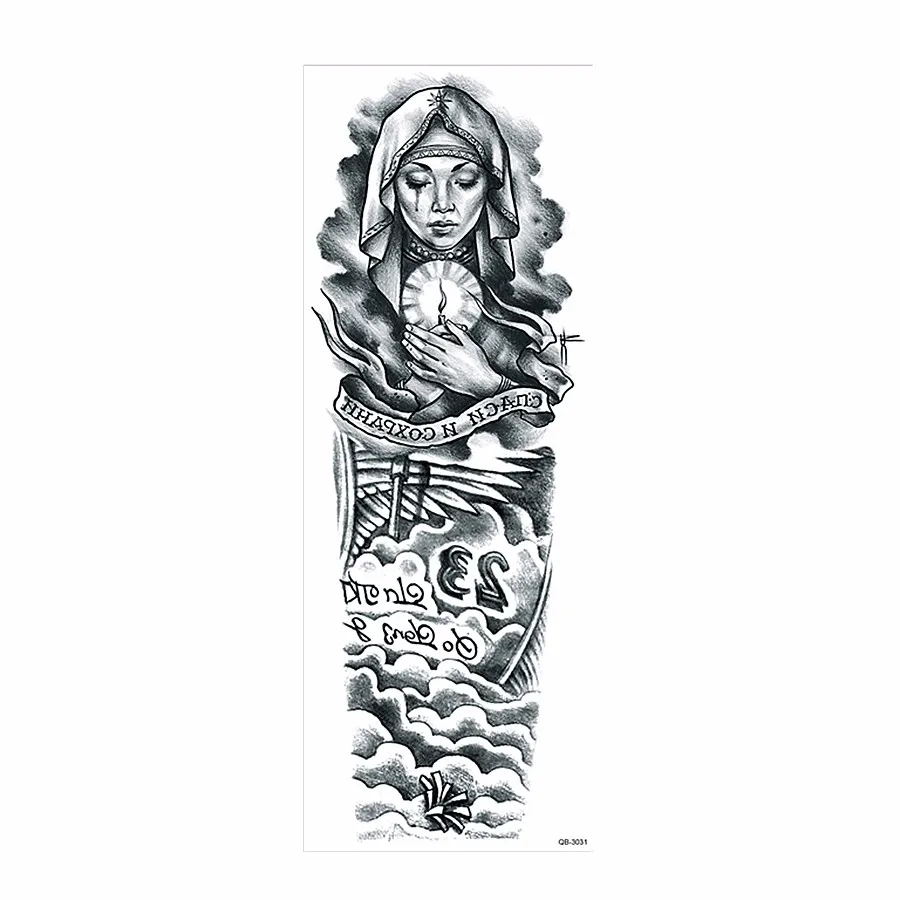 5 Pieces Temporary Full Arm Tattoo Stickers Monkey King Skull Design Unisex DIY Makeup Tool Big Tattoo Decal Color Drawing QB#09 (2)