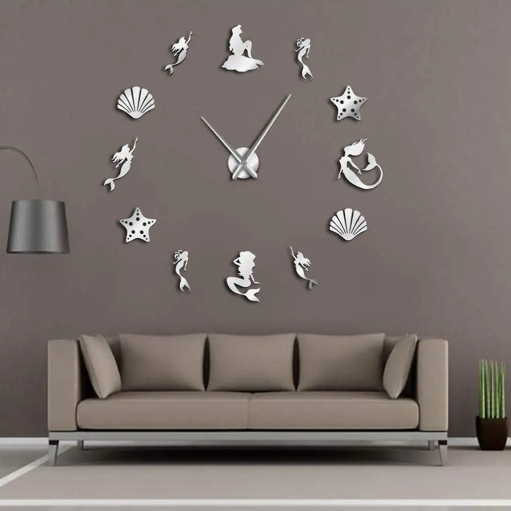 Fcssband Comprar Fantasia Sirena Pared Arte Diy Gran Reloj De