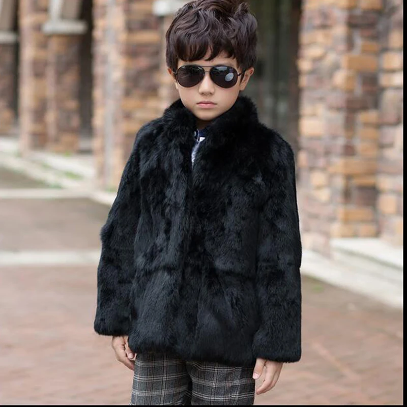

2017 Fashion Children's Rabbit Fur Coat Winter Warm Boys Warm Outerwear Jackets Mandarin Collar Coat Kids Solid Short Coat C#09