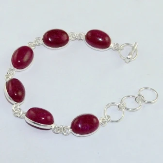 Серебряная накладка на медный браслет Rubys 20 1 см B1748|silver ruby bracelet|ruby silver braceletruby bracelet |