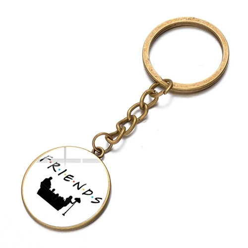 SONGDA Friends TV Show Keychain Classic Scene Central Perk Logo Glass Gem Key Ring Bag Charm Key Chain for Good Friends Trinkets - Цвет: Style 17