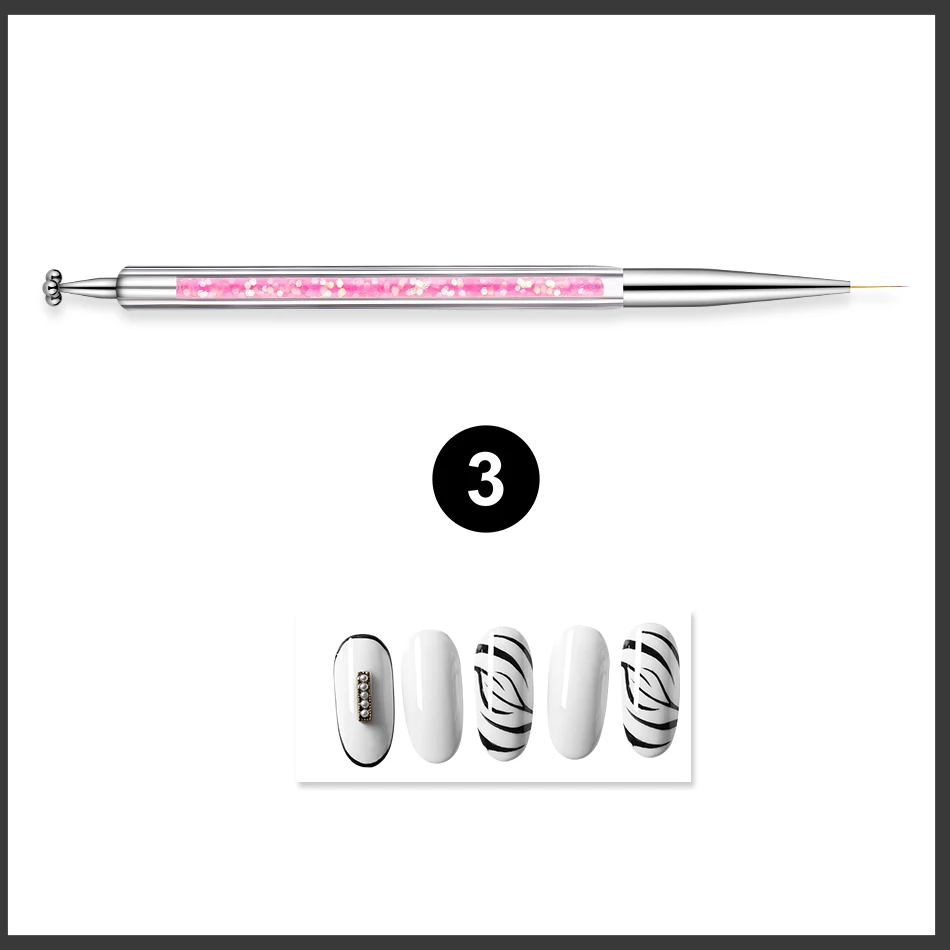 ROHWXY, двойная головка, кисть для ногтей, акриловый УФ-гель для ногтей, ручка для рисования, маникюр, инструмент для дизайна ногтей, Цветочная линия, живопись, дизайн ногтей - Цвет: 003