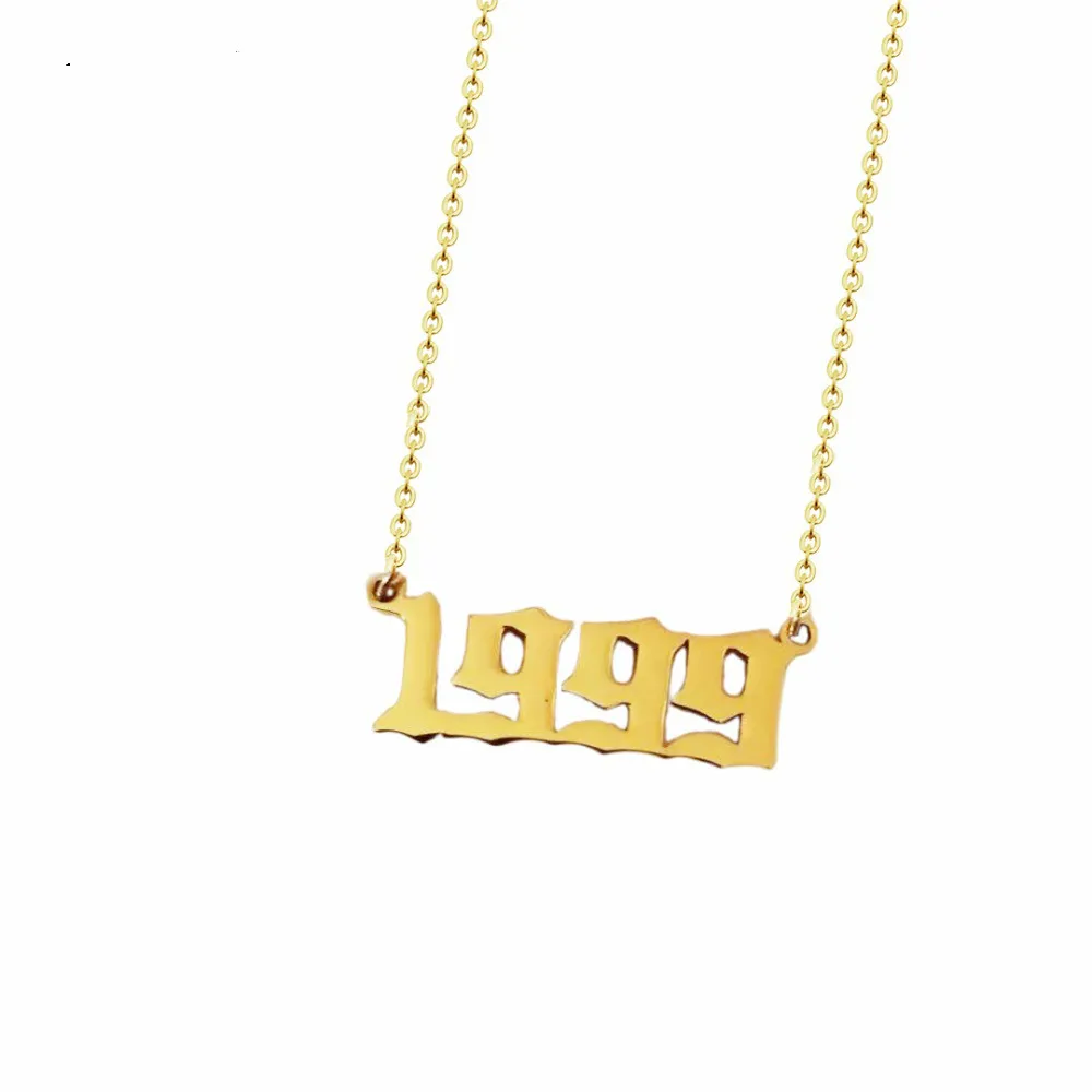 

3UMeter Fashion Personalized Old English Number Necklaces Women Custom Jewelry Year Necklace Birthday Gift Drop Shipping