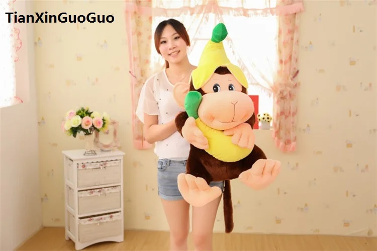 large 75cm lovely banana monkey plush toy font b cute b font hat monkey soft doll