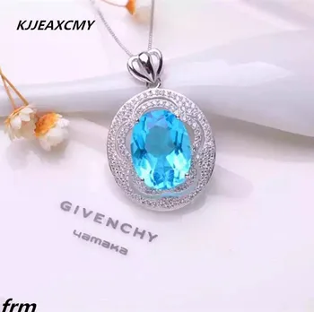 

KJJEAXCMY boutique jewelry,10kt Natural Topaz Women Necklace Pendant 925 Silver Set with premium blue topaz
