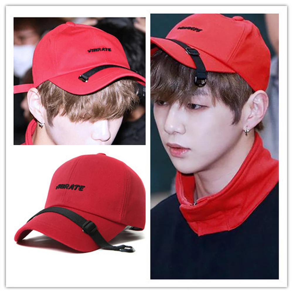 

Wanna One baseball cap Korean version of the ribbon letter V baseball cap hipster travel hat