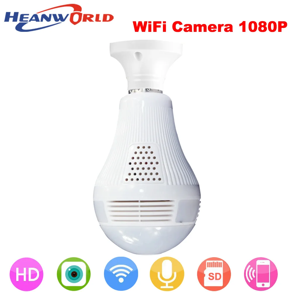 

Heanworld 1080p wifi camera two way audio hd 2.0mp security camera 360VR intelligent bulb support micro sd card indoor camera
