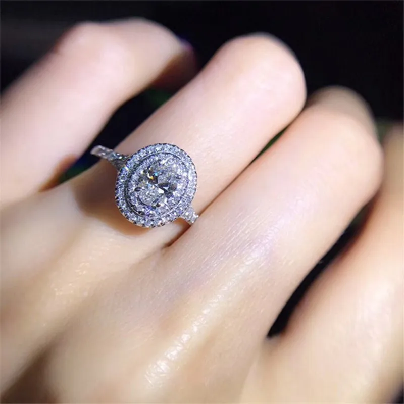 Choucong роскошное Настоящее однотонное 925 пробы Серебряное кольцо овальной огранки AAAAA Циркон Обручальное кольцо кольца для мужчин и женщин Bijoux