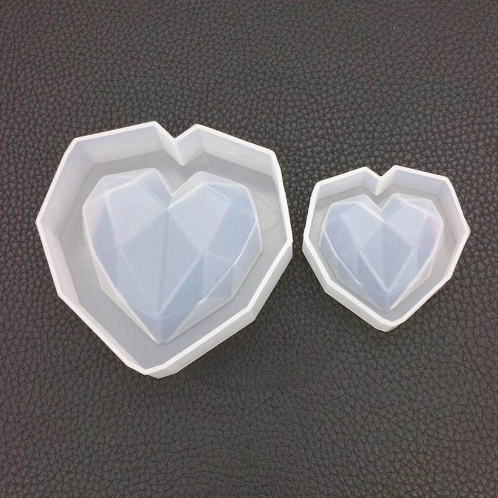 Форма DIY Кристалл эпоксидная геометрическая форма в форме сердца Высокое Зеркало гипсовая ароматерапия украшение автомобиля ручной работы# AO