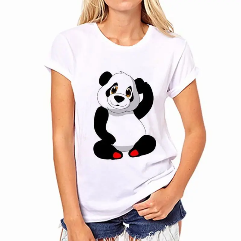 Женская летняя футболка с рисунком милой панды, модная женская и мужская футболка с коротким рукавом, популярный Свободный пуловер, топы, Повседневная футболка Harajuku