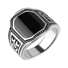 País de Oriente Medio Vintage Chapado en plata anillos de resina negra anterior de piedra de las mujeres hombres anillos Boho bohemio