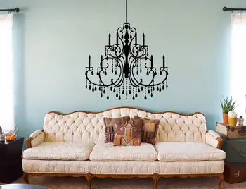 

Victorian Chandelier Baroque Wall Decor Vinyl Wall Sticker Ceiling Light Style Bedroom Living Room Home Art Deco Wallpaper 2WS2