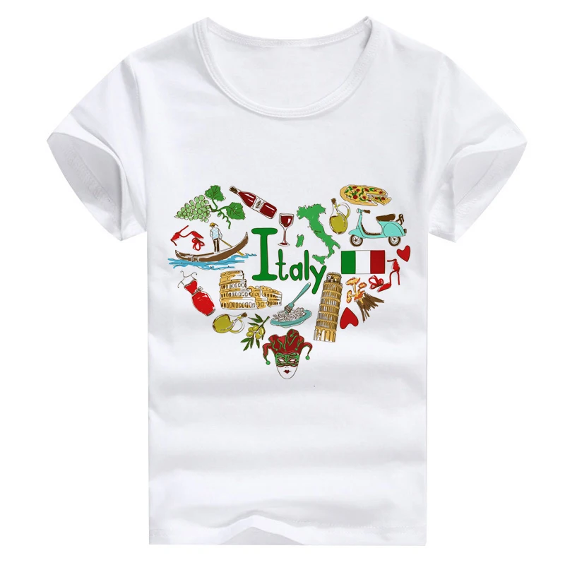 

italy countries characteristic funny printing t-shirt for family summer wholesales dropshipping
