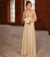 Luxus 2016 Abendkleider Mit Langen Ärmeln Chiffon Vestido De Festa Prinzessin Stil Formale Kleider Für Hochzeit Kleider