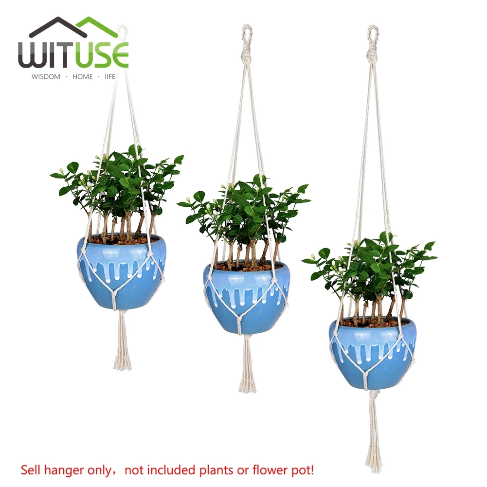 

WITUSE Handmade Crude Cotton Macrame Plant Holder Hanging Plant Hangers Rope Flower Pot Hooks Home Garden Decoration