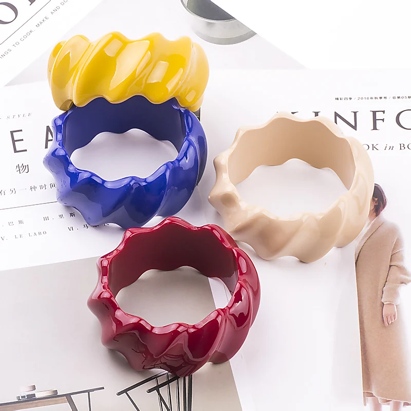 Trendy Fashion Resin Cuff Bracelets Bangles for Women New Vintage Simple Charm Geometric Wave Bracelet Girls Jewelry Female (1)