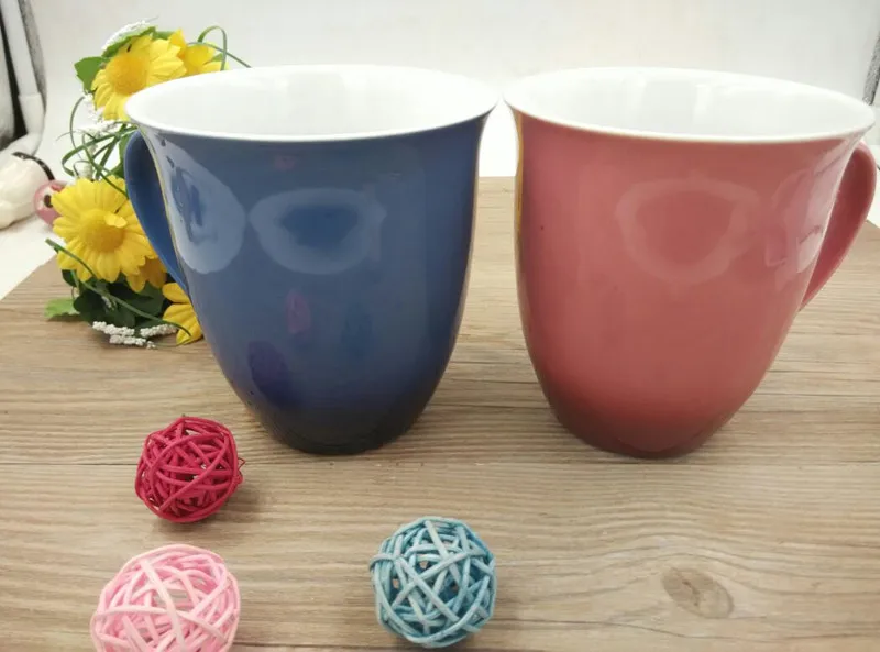 Gradient couple of foreign trade ceramic cup personalized mug tea blue pink 520ml | Дом и сад