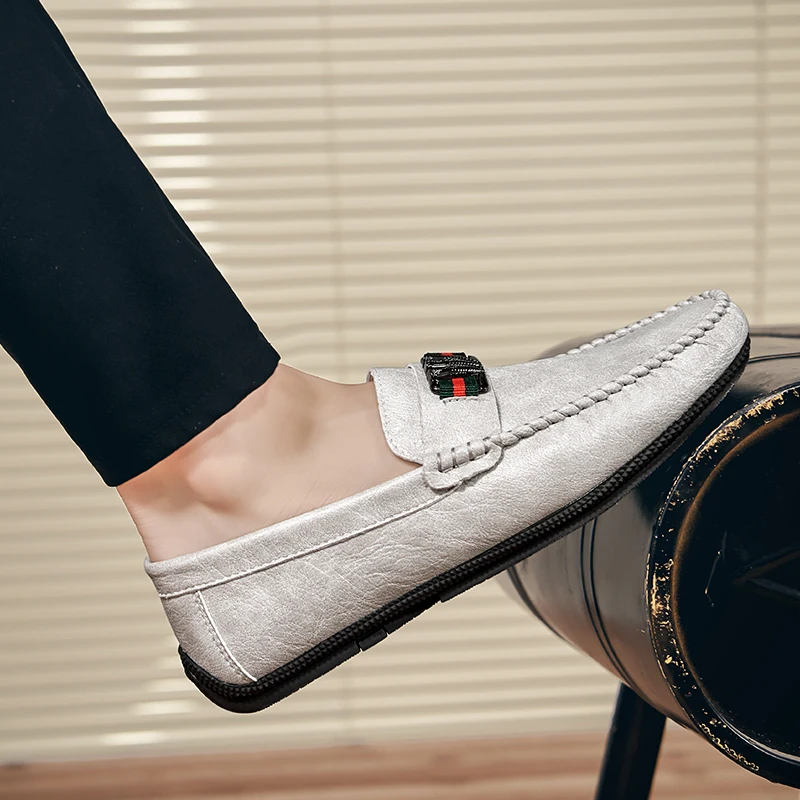 

"Rommedal men loafers moccasins leather flats round-toe summer/autumn drive shoes comfortable breathable casual shoes wholesale